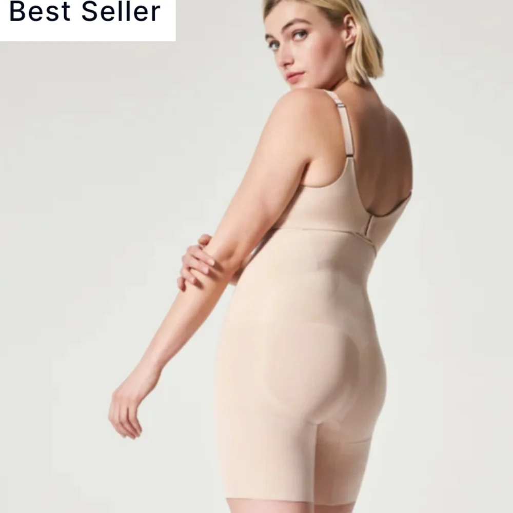 SPANX NWOT power Shaper open gusset w bra loop holes nude high-waisted - Picture 2 of 13